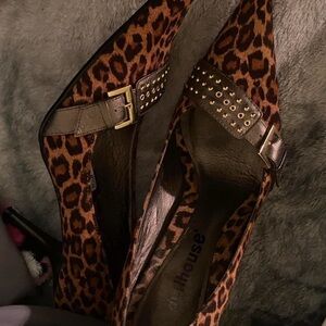 Dollhouse Brown Leopard Heels with Studded Strap